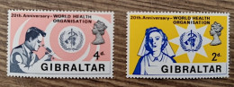 GIBRALTAR Croix Rouge, Red Cross. World Health Organisation . Yvert 2 Valeurs émise En 1968  ** MNH - WHO