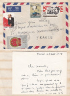 Enveloppe Et Lettre 1966 De Pékin Chine Pour Montpellier France, 4 Timbres , Rare, Scan Recto Verso - Cartas & Documentos