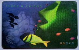 Turks And Caicos US$10  108CTCB  ( Normal Zero ) " Green Fish ( Puzzle 2/3 ) " - Turks & Caicos (I. Turques Et Caïques)