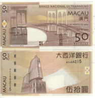 MACAO 50 Patacas  P81Aa  Dated  8.8.2009  (Sai Van Bridge -Old And New Buildings Of Banco Nacional Ultramarino Back ) - Macau