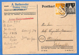 Allemagne Zone Bizone 1948 Carte Postale De Freising (G18052) - Lettres & Documents