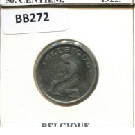 1 FRANC 1925 FRENCH Text BÉLGICA BELGIUM Moneda #BB272.E - 1 Frank