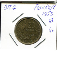 20 FRANCS 1953 B FRANCIA FRANCE Moneda #AN468.E - 20 Francs