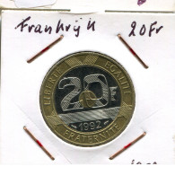 20 FRANCS 1992 FRANCIA FRANCE Trimetallic Moneda #AM687.E - 20 Francs