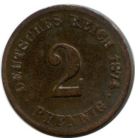 2 PFENNIG 1874 G ALEMANIA Moneda GERMANY #DB825.E - 2 Pfennig