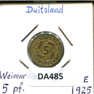 5 REICHSPFENNIG 1925 E ALEMANIA Moneda GERMANY #DA485.2.E - 5 Rentenpfennig & 5 Reichspfennig