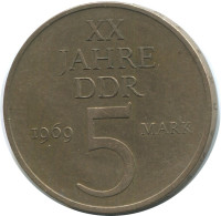5 MARK 1969 20TH ANNIVERSARY DDR EAST ALEMANIA Moneda GERMANY #AE166.E - 5 Mark