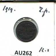 1 CENT 1919 NÉERLANDAIS NETHERLANDS Pièce #AU262.F - 1 Cent