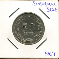 50 CENTS 1967 SINGAPORE Coin #AR820.U - Singapur