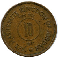 10 FILS 1387-1967 JORDAN Islamic Coin #AR005.U - Jordan