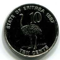10 CENTS 1997 ERITREA UNC Bird Ostrich Münze #W10889.D - Eritrea