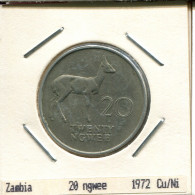 20 NGWEE 1972 SAMBIA ZAMBIA Münze #AS340.D - Zambia