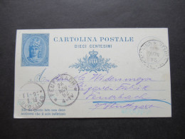 San Marino 1882 / 92 Ganzsache P1 Auslands PK Nach Feuerbach Stp. K1 Feuerbach Und K1 Stuttgart - Postal Stationery