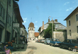 LES ROUSSES, FRONTIERE FRANCO SUISSE, RUE DE L EGLISE, VOITURES ANNEE 60, BOUCHERIE CHARCUTERIE COULEUR REF 8192 POU - Douane