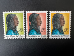 Tchad Chad Tschad 1990 Mi. 1192 - 1195 Obl. Used 3 Val Traditional Hairstyles Cheveux Tresses Definitives Série Courante - Chad (1960-...)