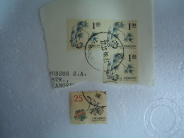 TAIWAN  USED  PAIR ON PAPER   STAMPS  FLOWERS WITH POSTMARK - Sonstige & Ohne Zuordnung