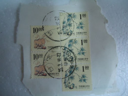 TAIWAN  5 USED  ON PAPER   STAMPS  FLOWERS SE TENANT 2 PAIR 3 WITH POSTMARK - Otros & Sin Clasificación