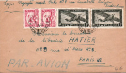 COCHINCHINE AFFRANCHISSEMENT COMPOSE SUR LETTRE AVION DE HANOI POUR LA FRANCE 1949 - Storia Postale