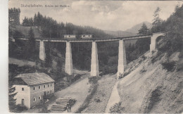 C8079) Stubaitalbahn BRÜCKE Bei MUTTERS Mit ZUG DETAIL Haus U. Holzstämmen ALT - Mutters