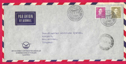 DANMARK - FIRST FLIGHT LUFTHAVN FROM KONEHAVN TO MONTEVIDEO * 30.11.1946* ON COMMERCIAL SIZE ENVELOPE - Luftpost