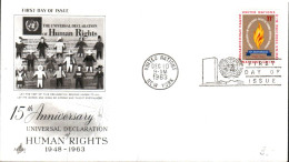 NATIONS UNIES FDC 1963 15 ANS DECLARATION DROITS DE L'HOMME - FDC