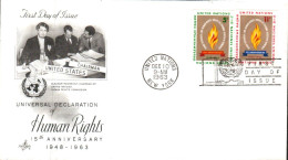 NATIONS UNIES FDC 1963 15 ANS DECLARATION DROITS DE L'HOMME - FDC