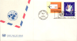 NATIONS UNIES FDC 1964 SERIE COURANTE 25 ET 15 C - FDC