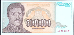 YOUGOSLAVIE * 5.000.000 Dinara * Date 1993 * Etat/Grade NEUF/UNC * Pick 132 - Yougoslavie