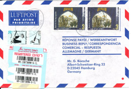 Israel Registered Air Mail Cover Sent To Germany 5-1-2000 - Aéreo