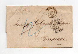 !!! LETTRE DE LEIPZIG DE 1862 POUR BORDEAUX, MARQUE D'ENTREE "BADE - STRASBOURG AMB D" - Storia Postale