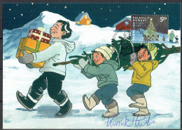 Greenland 2002. Christmas. Michel 403, 404. Maxi Cards. Signed. - Maximum Cards