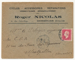 FRANCE - Env. En-tête "Cycles, Accessoires, Réparations Roger NICOLAS - BESSEGES (Gard)" 1945 Affr 1,50 Dulac - 1900 – 1949