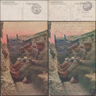 Allemagne 1915. 2 Cartes De Franchise Militaire, Photos De Soldats Pas Encore Morts, écriture Dans Les Tranchées. Bottes - Photographie