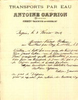 FACTURE.54.NANCY.TRANSPORTS PAR EAU ANTOINE CAPRION MARINIER BATEAU GERMAINE. - Trasporti