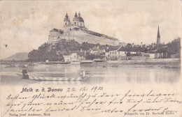 CPA MELK- PARTIAL VIEW FROM THE RIVER, THE ABBEY, PEOPLE IN  VINTAGE CLOTHES - Melk