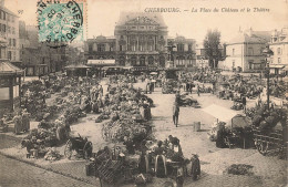 Cherbourg * La Place Du Château Et Le Théâtre * Marché Marchands Foire - Cherbourg