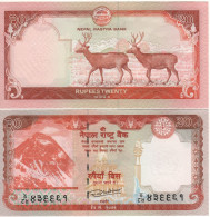 NEPAL  20 Rupees  New Date  2020  P78b    Mount Everest, Krishna Temple +Sambar Deers At Back    UNC - Népal