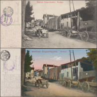 Allemagne 1915. 2 Cartes De Franchise Militaire,  Montreux Meurthe-et-Moselle. Matériel Agricole Transport Vélo Nuages - Fotografía