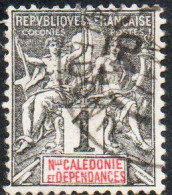 NOUVELLE CALEDONIE NEW NUOVA CALEDONIA  1892 1904 NAVIGATION AND COMMERCE CENT. 1c USATO USED OBLITERE' - Gebraucht