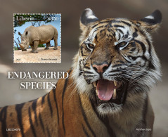 LIberia  2022 Endangered Species.  Rhinoceros. (407b) OFFICIAL ISSUE - Rhinoceros