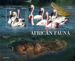 LIberia  2022 African Fauna.  Flamingo. (408b) OFFICIAL ISSUE - Flamingos