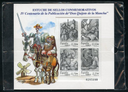 ESPAÑA (2005) Estuche Sellos Conmemorativo IV Centenario Publicación Don Quijote De La Mancha 1605, Cervantes, Mingote - Feuillets Souvenir