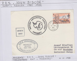 British Antarctic Territory (BAT) Ca RRS John Biscoe,Ca Faraday 11 NO 1985 (TR177) - Cartas & Documentos