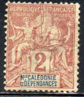 NOUVELLE CALEDONIE NEW NUOVA CALEDONIA  1892 1904 NAVIGATION AND COMMERCE CENT. 2c MH - Gebraucht