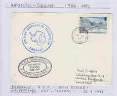 British Antarctic Territory (BAT) Ca RRS John Biscoe,Ca Faraday 26 JA 1987 (TR177B) - Storia Postale