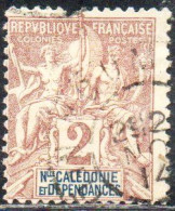 NOUVELLE CALEDONIE NEW NUOVA CALEDONIA  1892 1904 NAVIGATION AND COMMERCE CENT. 2c USATO USED OBLITERE' - Gebraucht