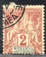 NOUVELLE CALEDONIE NEW NUOVA CALEDONIA  1892 1904 NAVIGATION AND COMMERCE CENT. 2c USATO USED OBLITERE' - Gebraucht