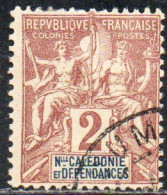 NOUVELLE CALEDONIE NEW NUOVA CALEDONIA  1892 1904 NAVIGATION AND COMMERCE CENT. 2c USATO USED OBLITERE' - Gebraucht