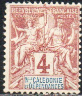 NOUVELLE CALEDONIE NEW NUOVA CALEDONIA  1892 1904 NAVIGATION AND COMMERCE CENT. 4c MH - Gebraucht