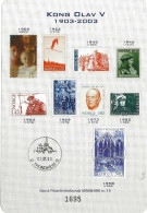 Norway  1903-2003  King Olav V   100 Years, Souvenir Card No 19,   3.00 Stamp Cancelled - Cartas & Documentos